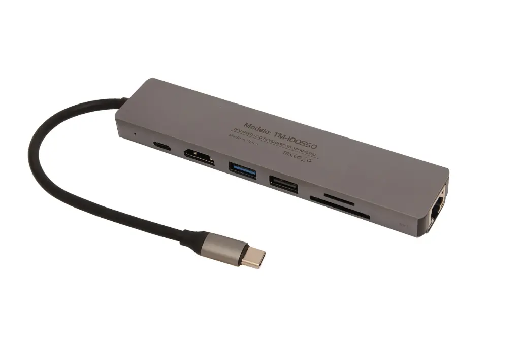 Docking Station Tecmaster 7en1 USB-C HDMI 4K PD 100W Aluminio